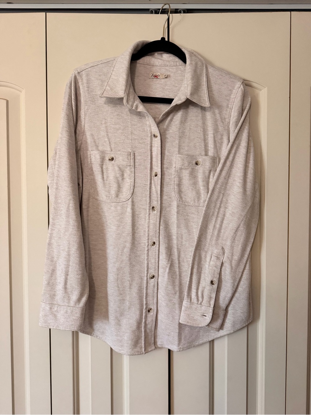 Faherty Cream Button-Down Shirt Jacket